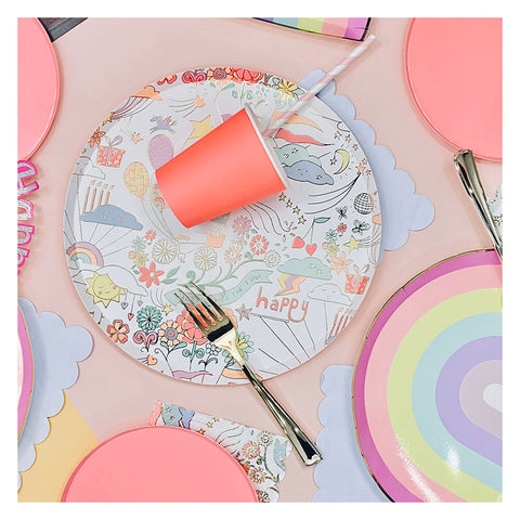 Neon Coral Paper Plates 7