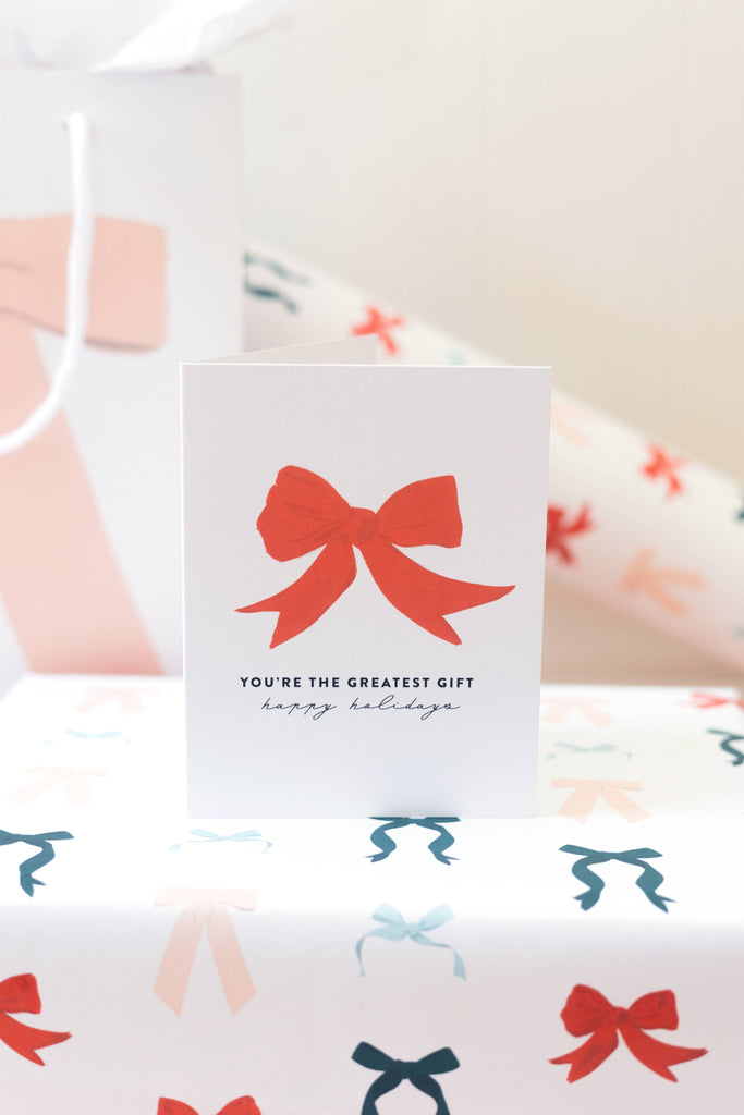 Holiday Bows Wrapping Paper (Roll & Single Sheets): Set