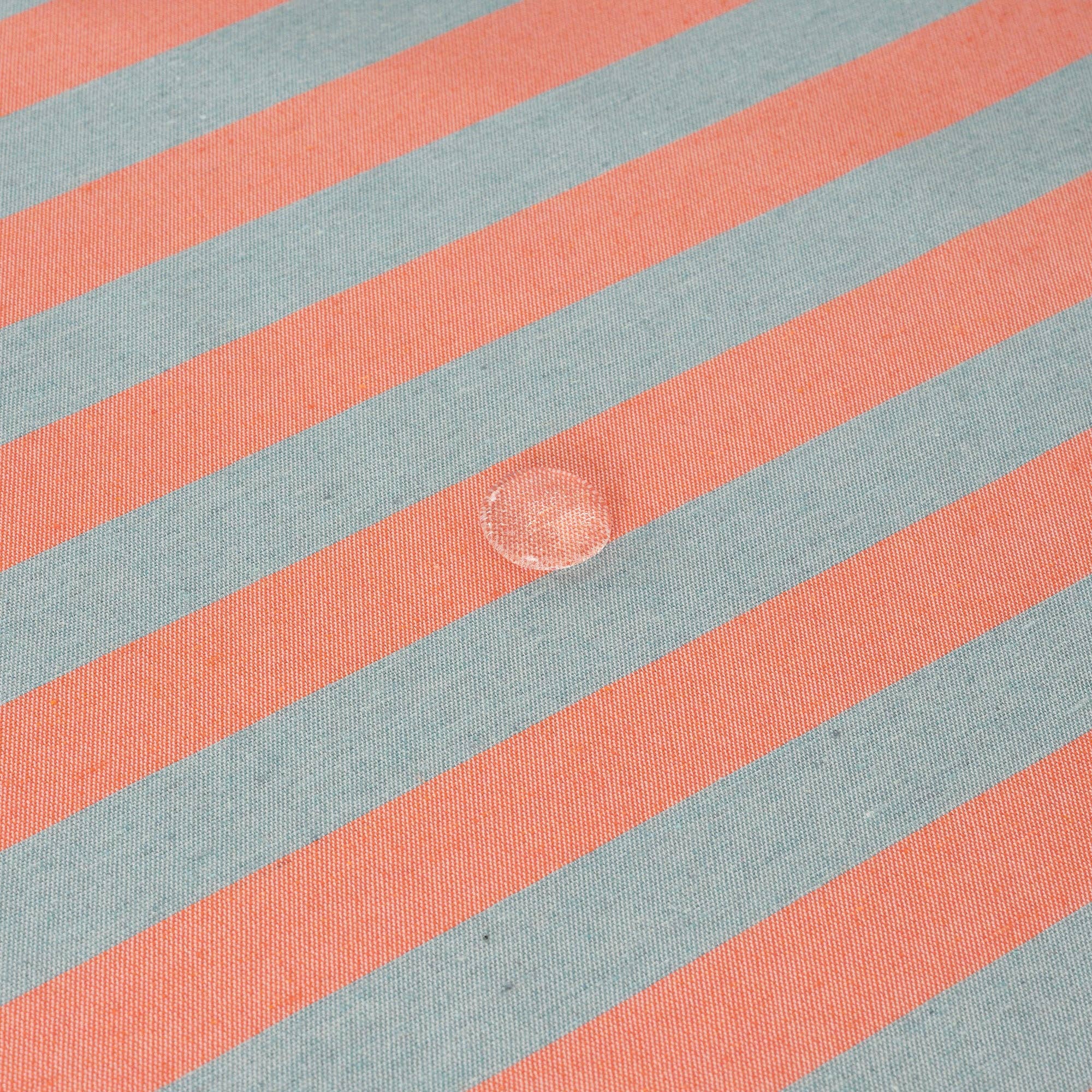 Coral / Slate Green Striped Tablecloth 98"