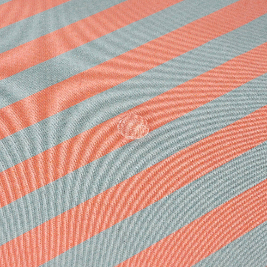 Coral / Slate Green Striped Tablecloth 118"