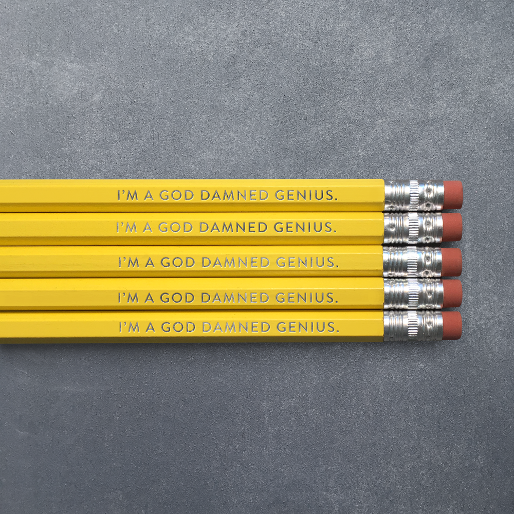 I'M A GOD DAMNED GENIUS Yellow Pencil Pack