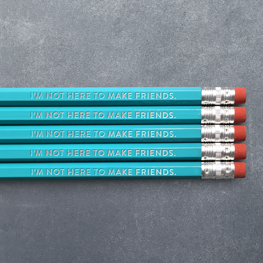 I'M NOT HERE TO MAKE FRIENDS Turquoise Pencil Pack