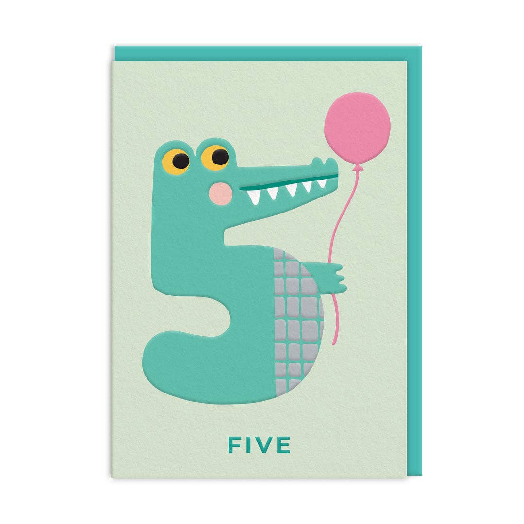 Age 5 Alligator Birthday Greeting Card