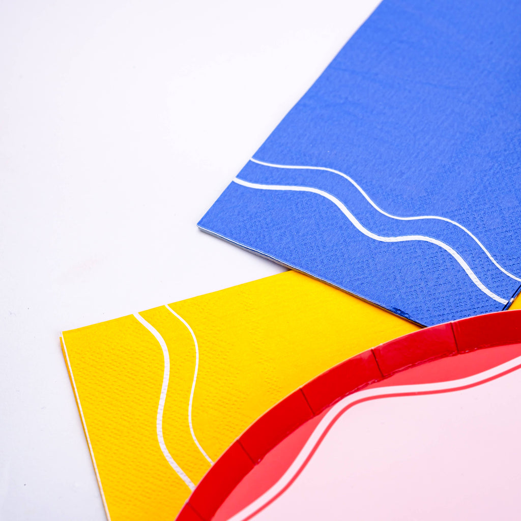 Blue Wave Color Block Guest Towel Napkins