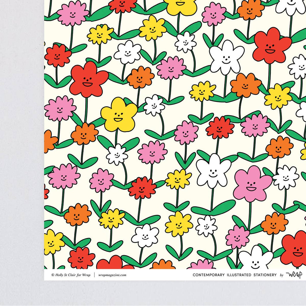 ‘Happy Flowers’ Gift Wrap Sheet