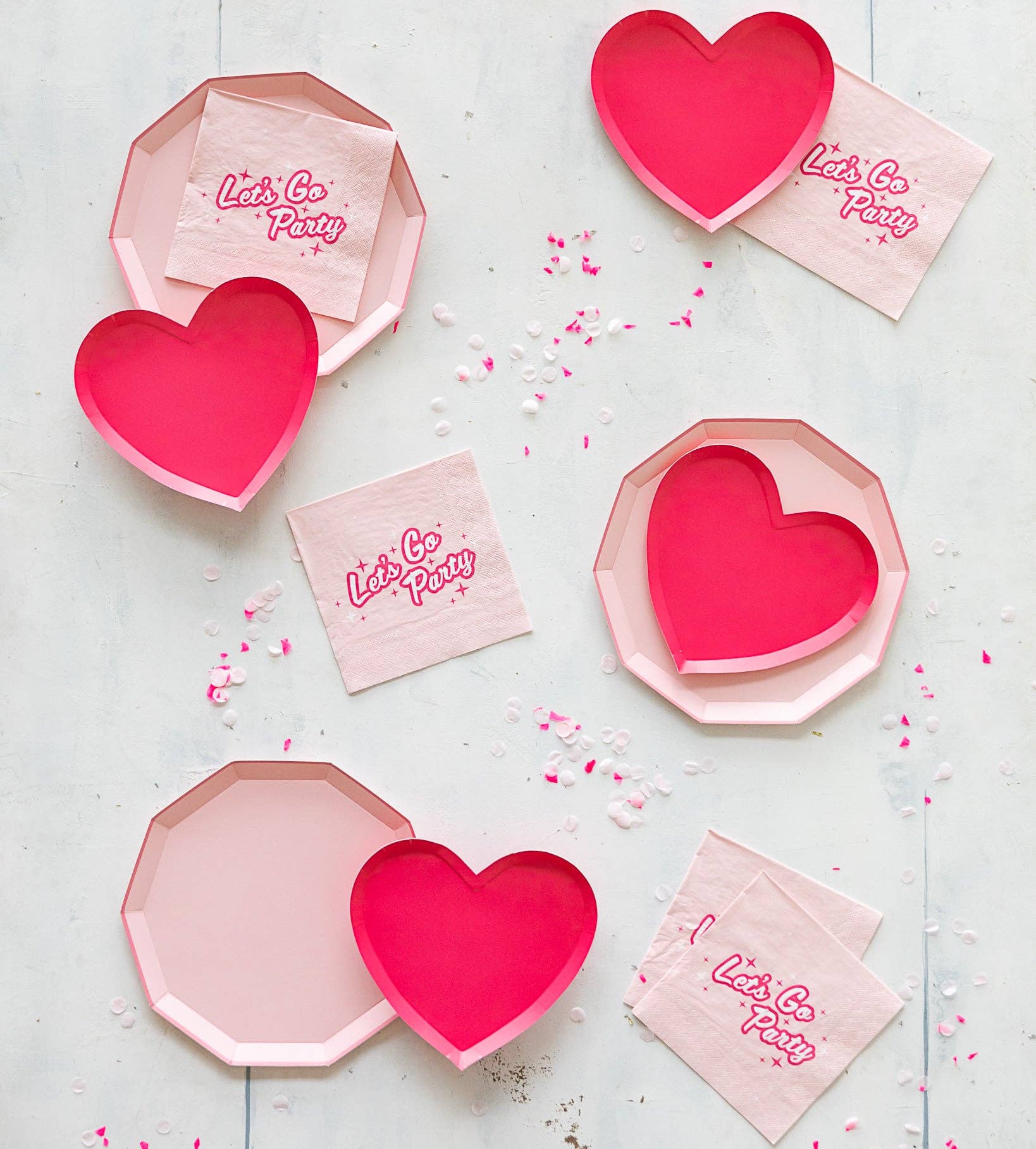 Haute Pink Heart Shaped Plates 8.25"