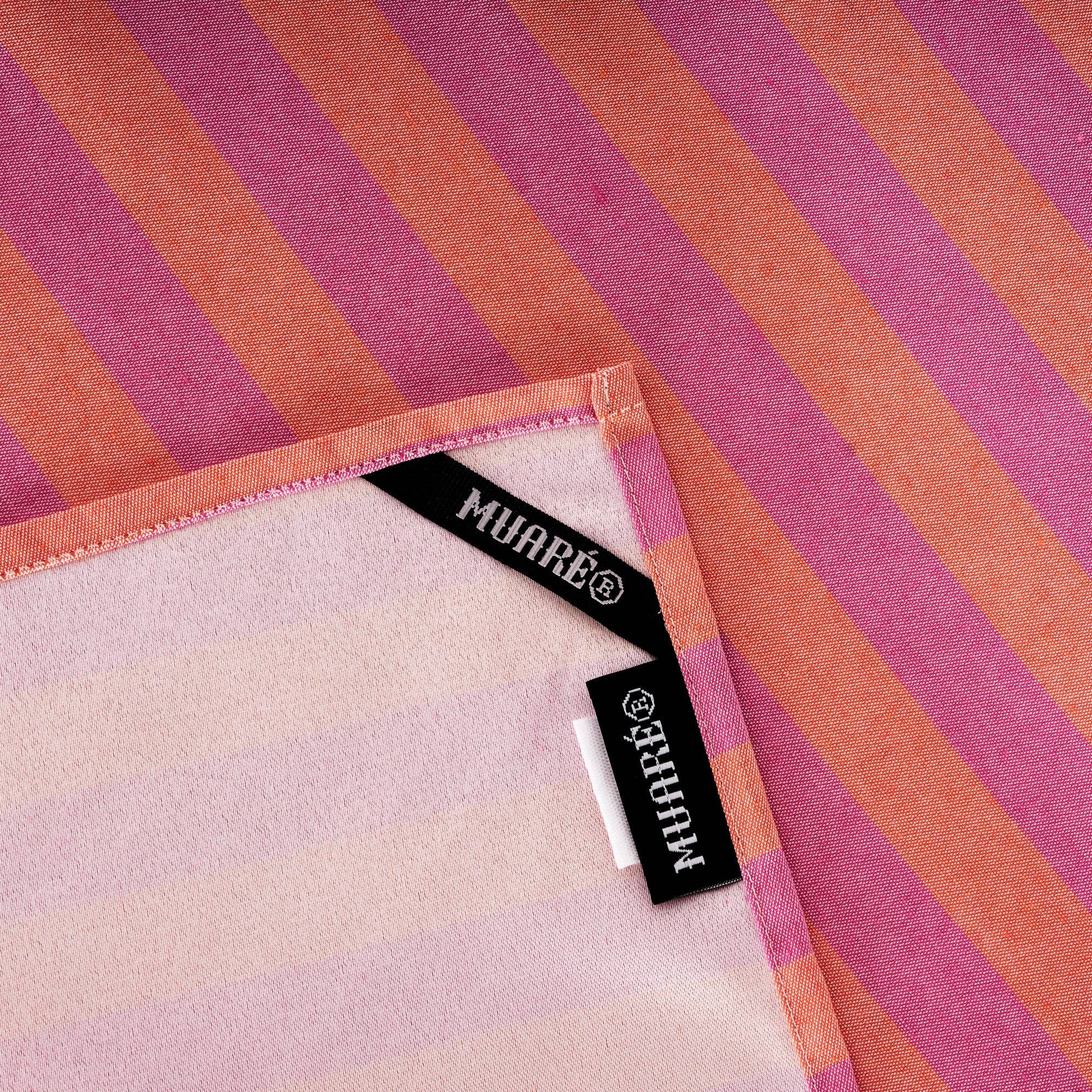 Bright Pink / Coral Striped Kitchen Towel