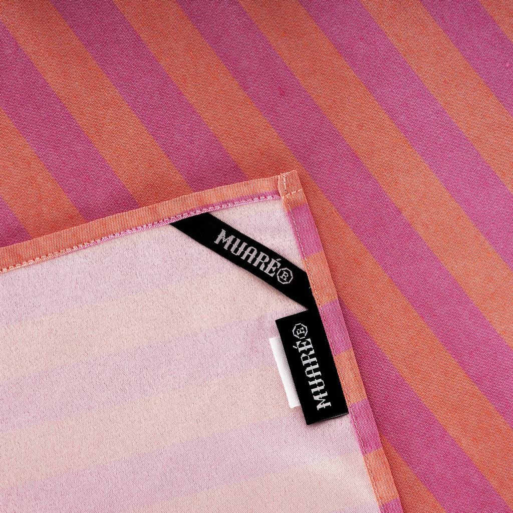 Bright Pink / Coral Striped Kitchen Towel