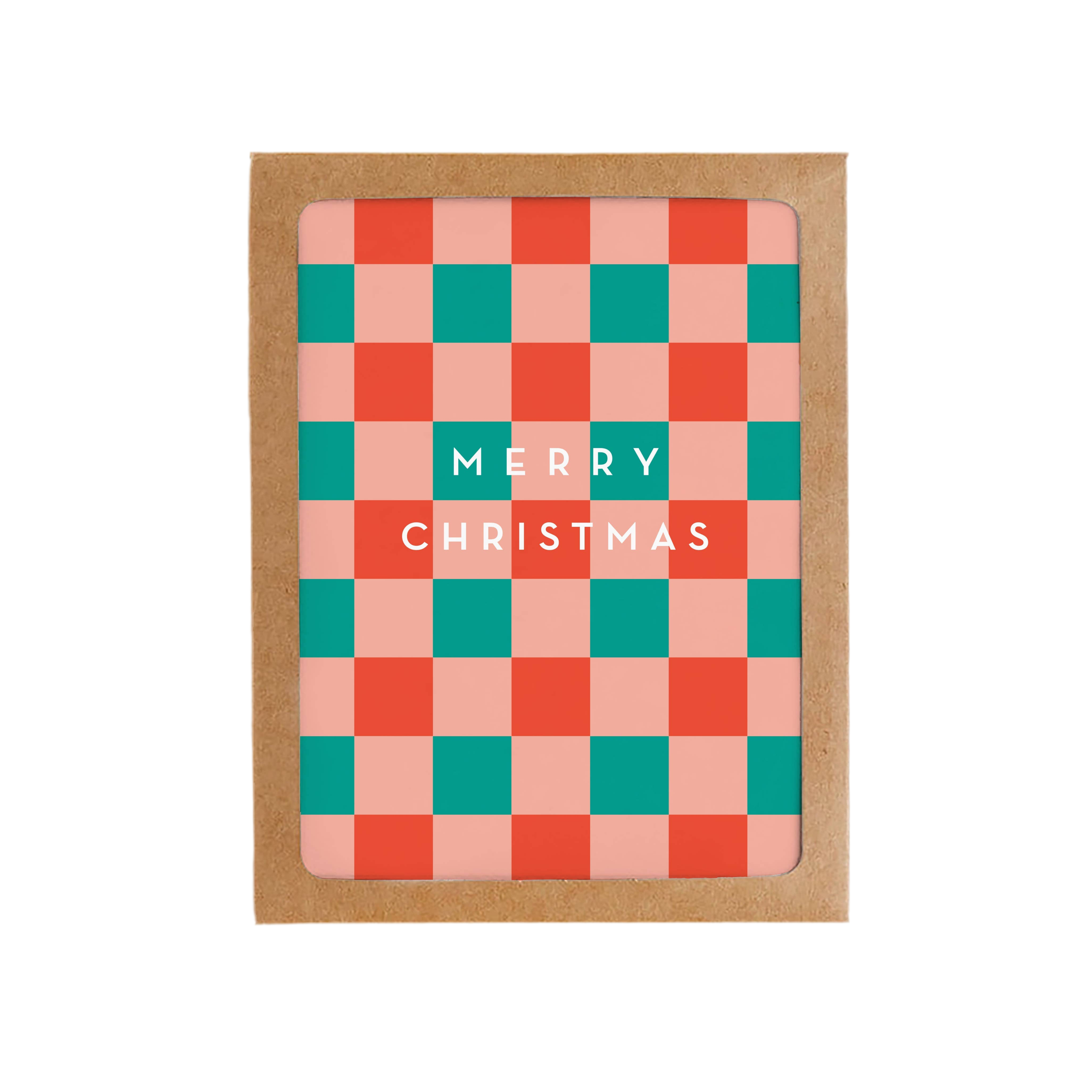 MERRY CHRISTMAS CHECKERBOARD Greeting Cards Boxed Set