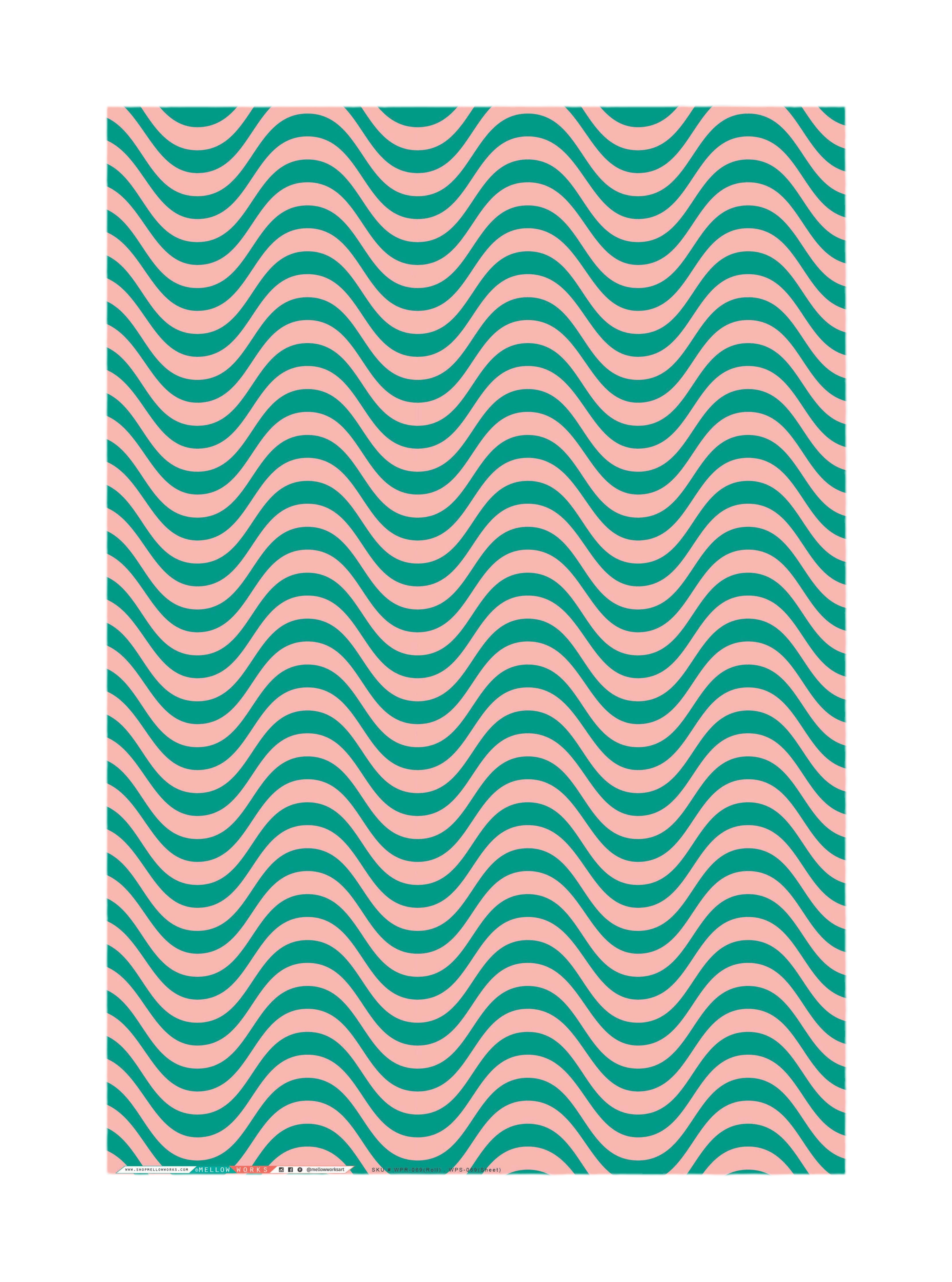 RETRO WAVE PATTERN Gift Wrap Sheets (Roll of 3)