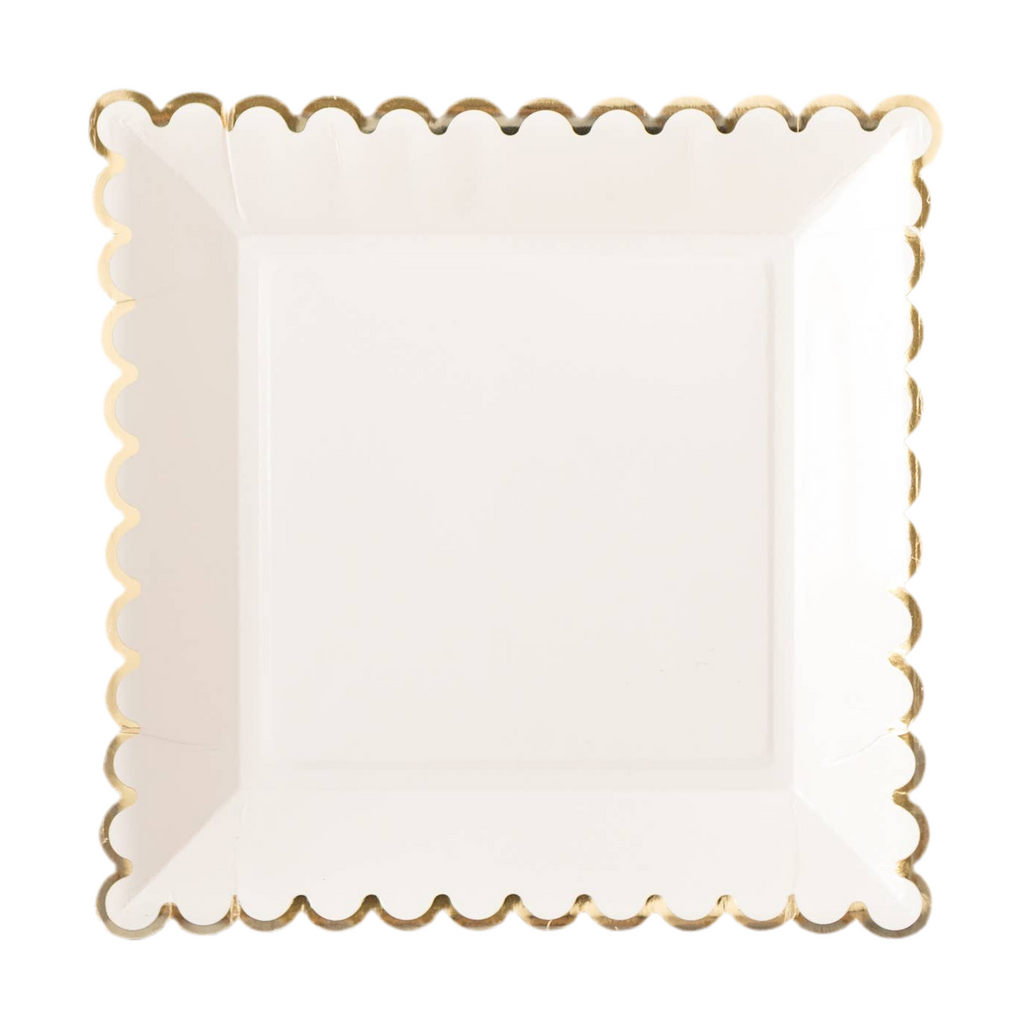 Cream Scalloped Edge Paper Plates 9"