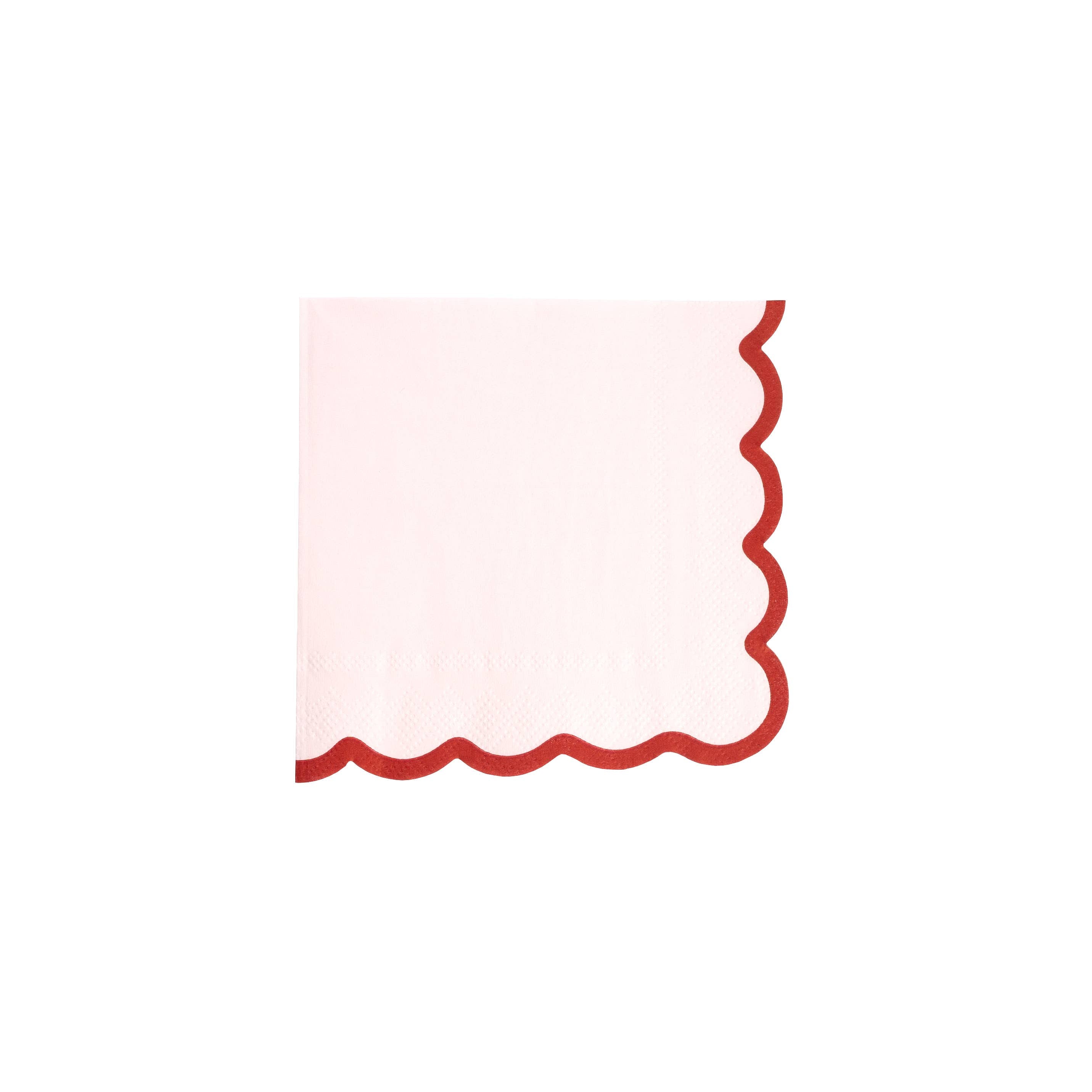 Red & Pink Scalloped Cocktail Napkins