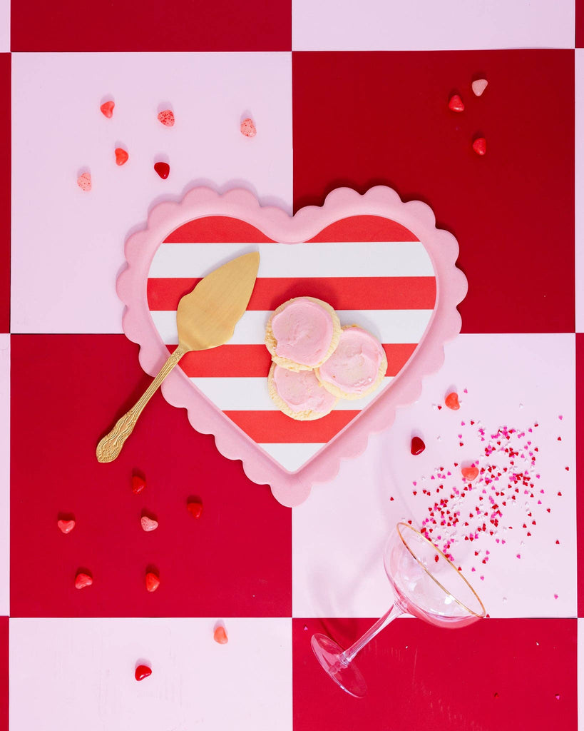 Valentine's Day Striped Heart Serving Tray