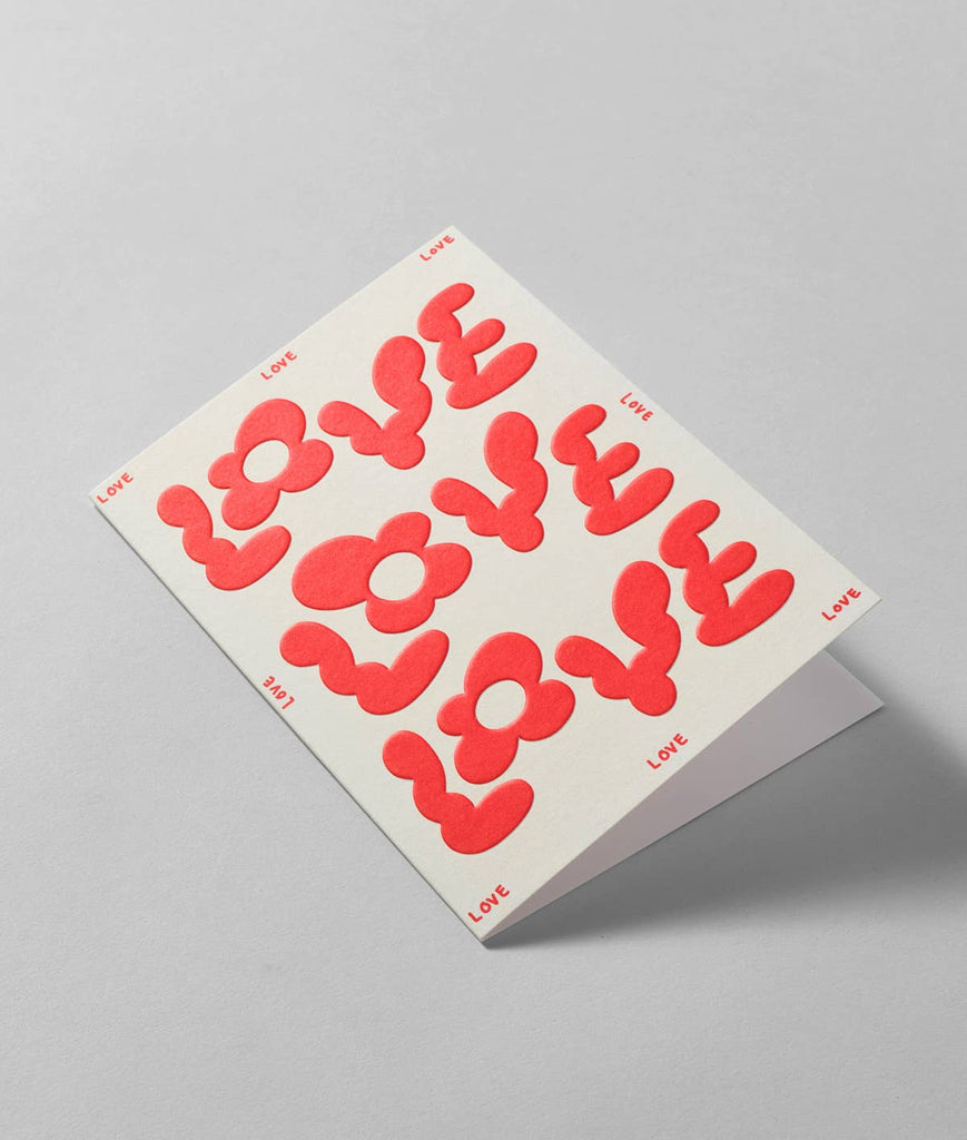 'Love Love Love' Embossed Greetings Card