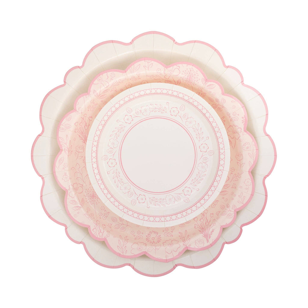 Pembroke Pink Floral Border Dessert Plates 7"