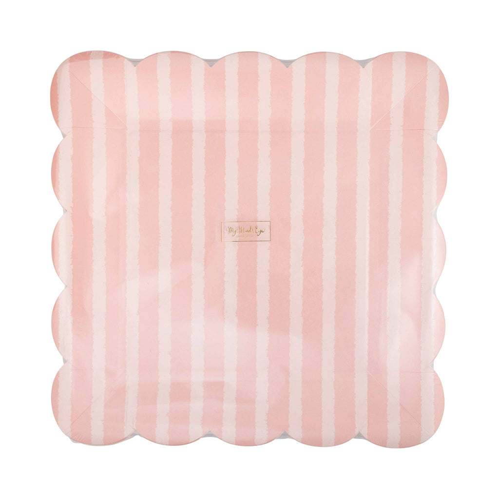 Pink Tonal Striped Plates 10"