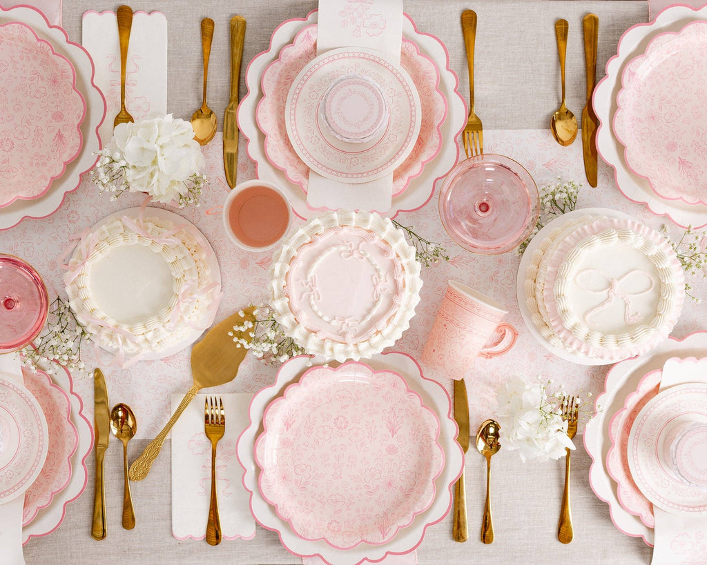 Pembroke Pink Edge Scalloped Paper Plates 12"