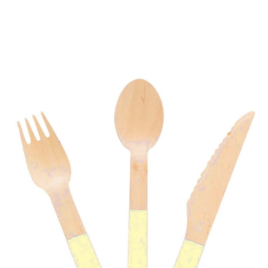 Pastel Yellow Wooden Cutlery