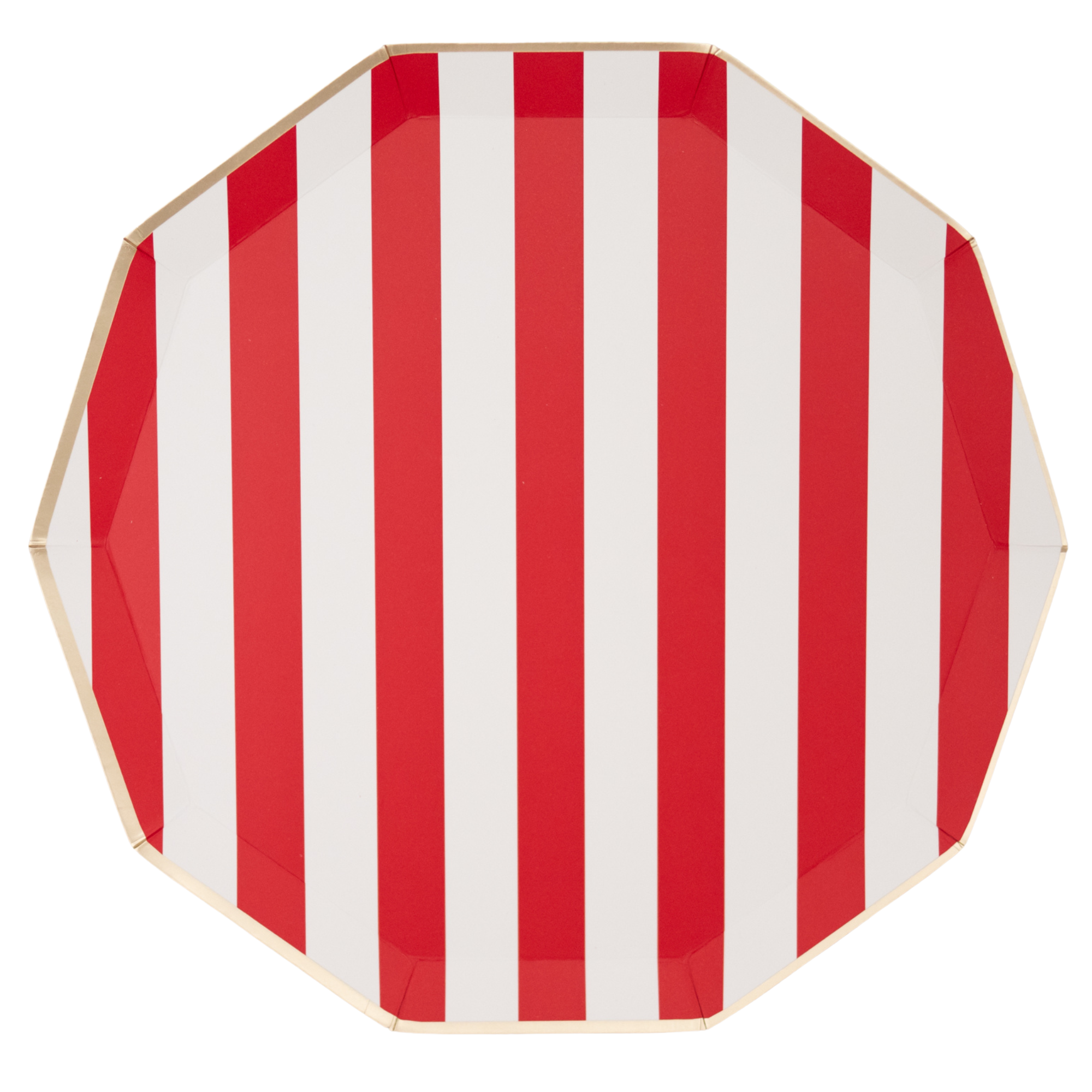 Cherry Red Cabana Stripe Dinner Plates 10.75"