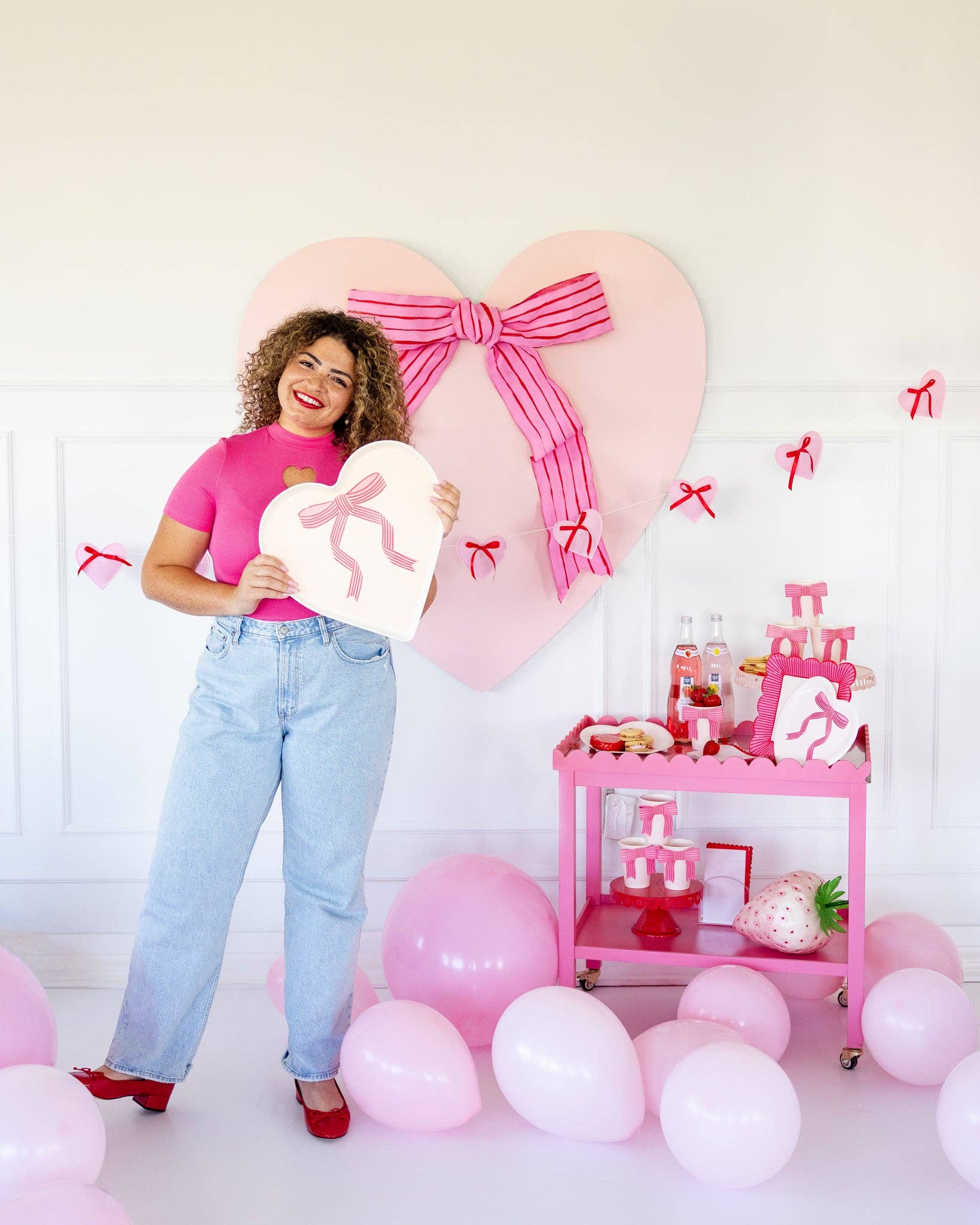 Pink Bow Heart Tray