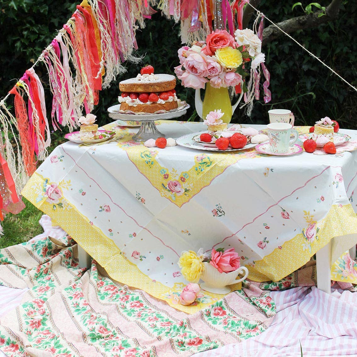 Yellow Floral Table Cover