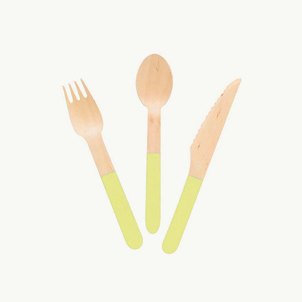 Pastel Yellow Wooden Cutlery