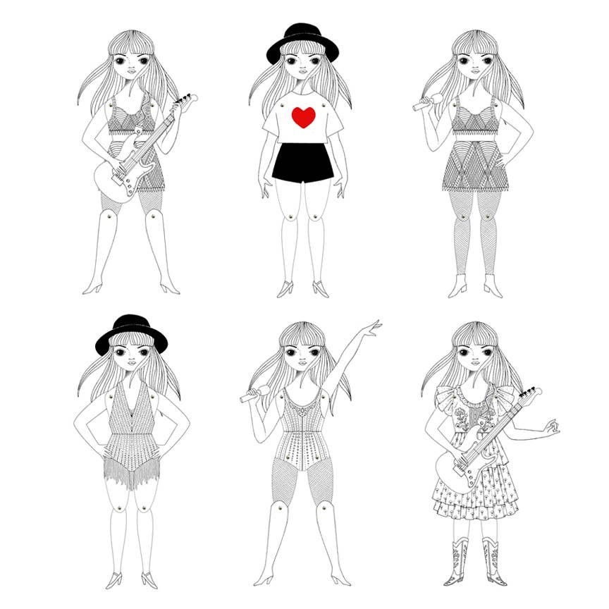 TAYLOR SWIFT Paper Doll Coloring Kit