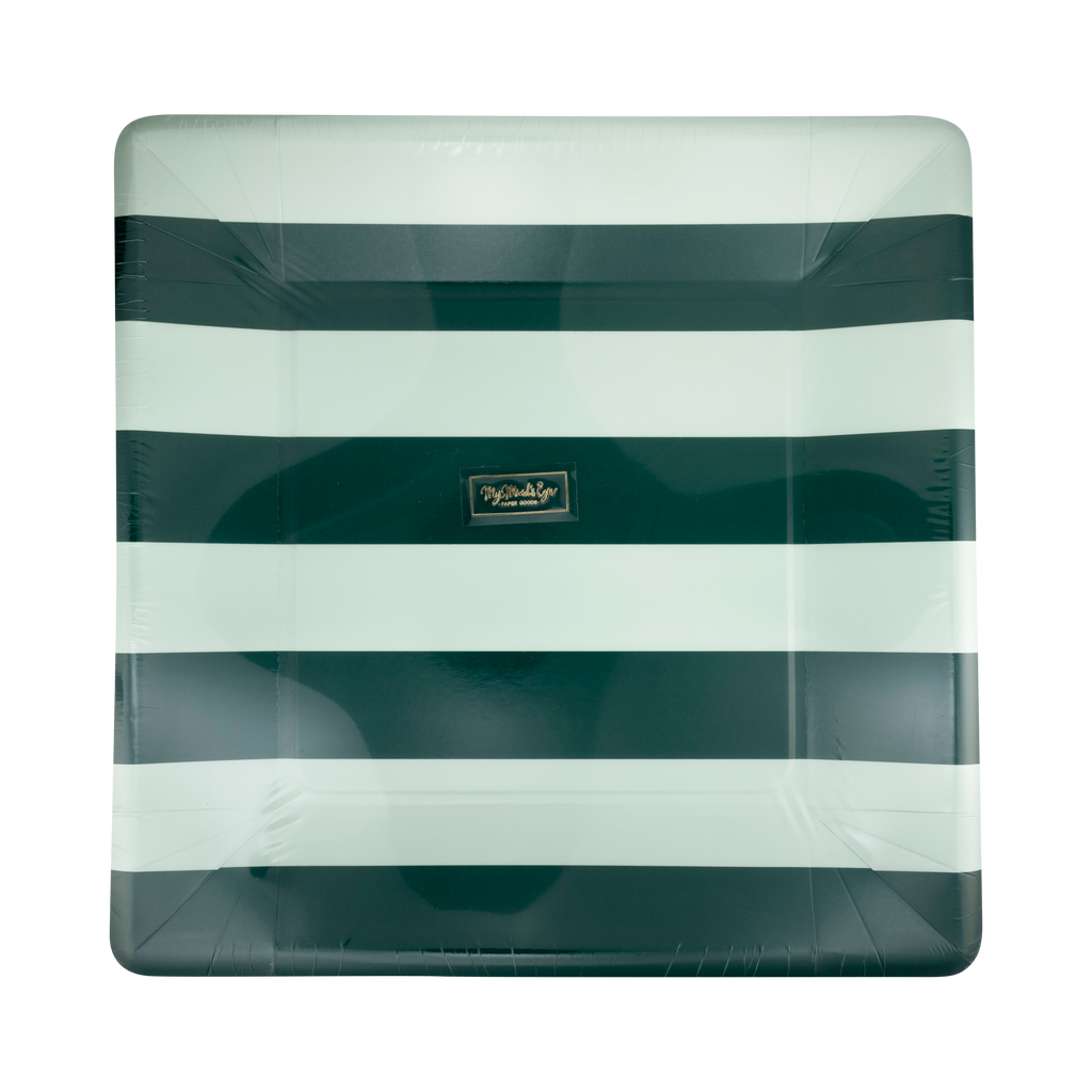 Green & Mint Striped Plates 11"