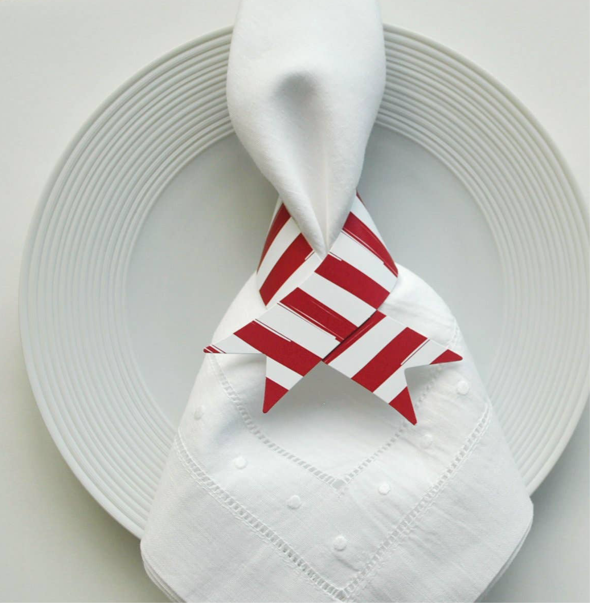 Red Striped Paper Napkin Rings