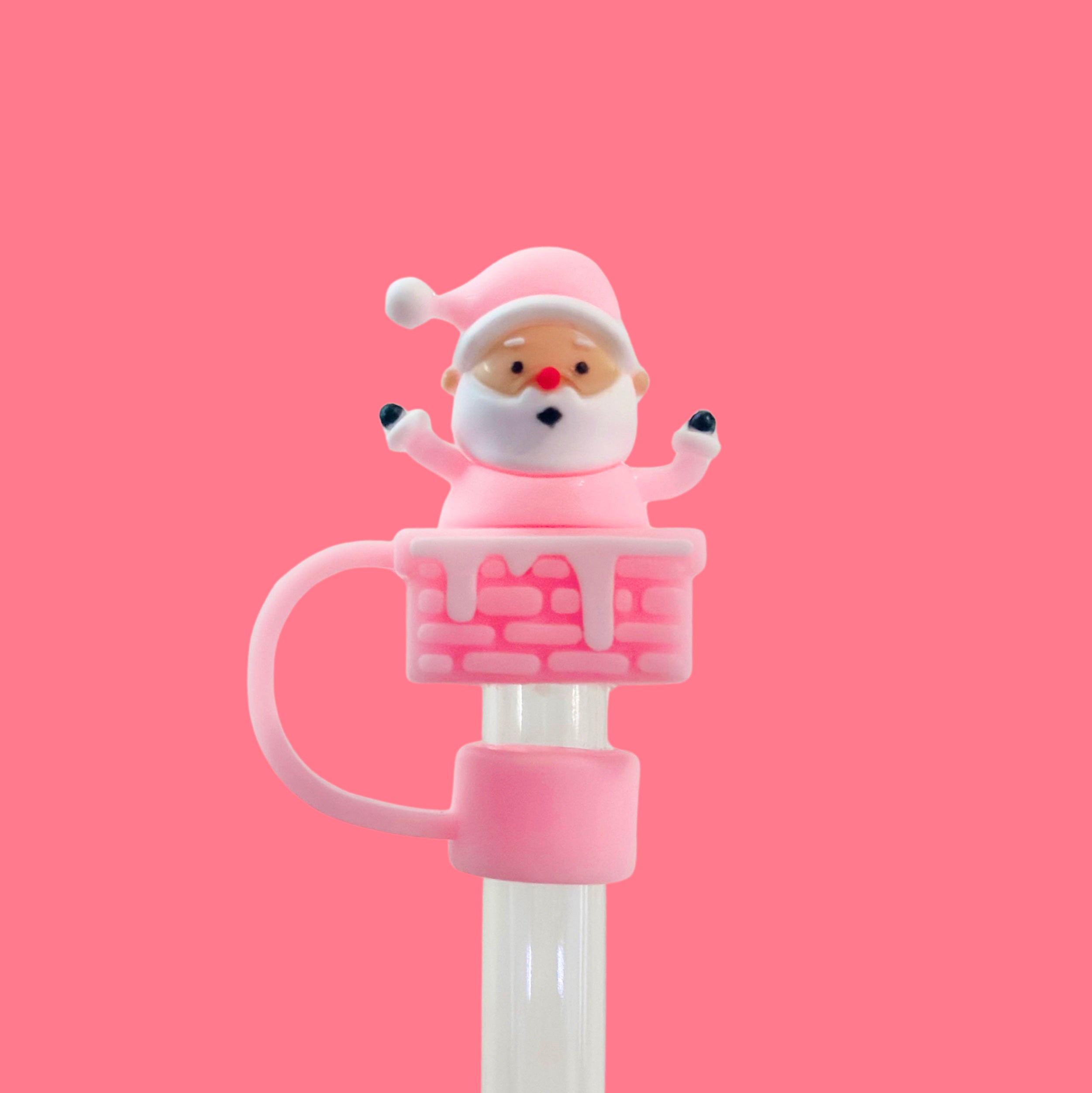 Pink Santa Straw Cover 10MM