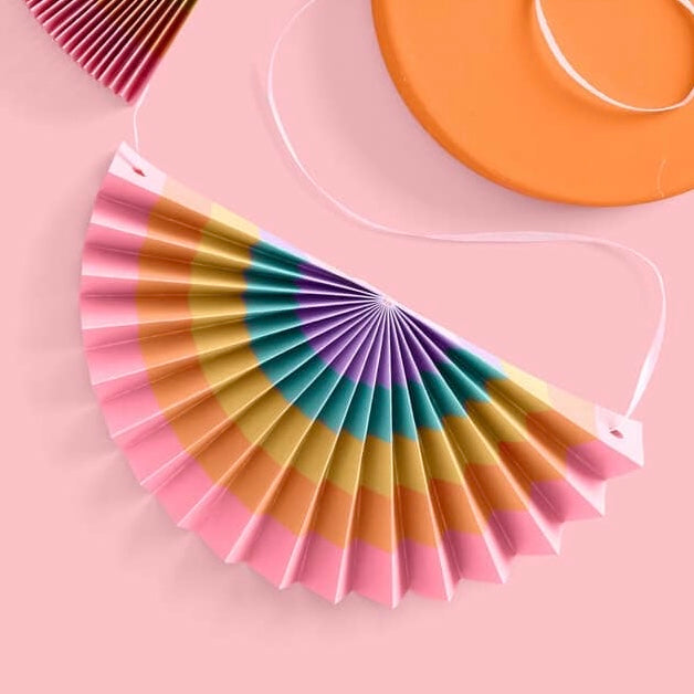 Pastel Rainbow 3D Fan Garland