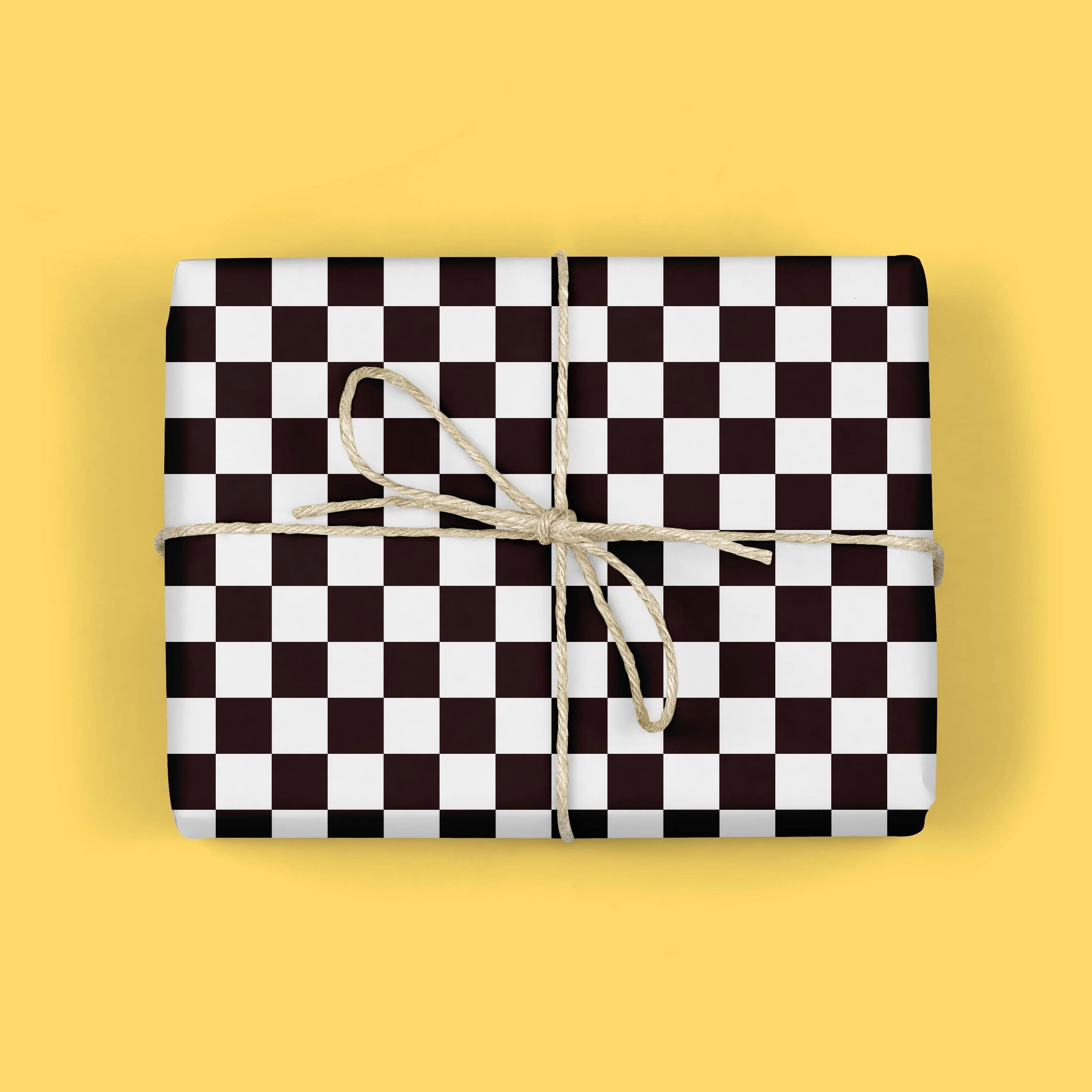 CLASSIC B&W CHECKERBOARD Gift Wrap Sheets (Roll of 3)