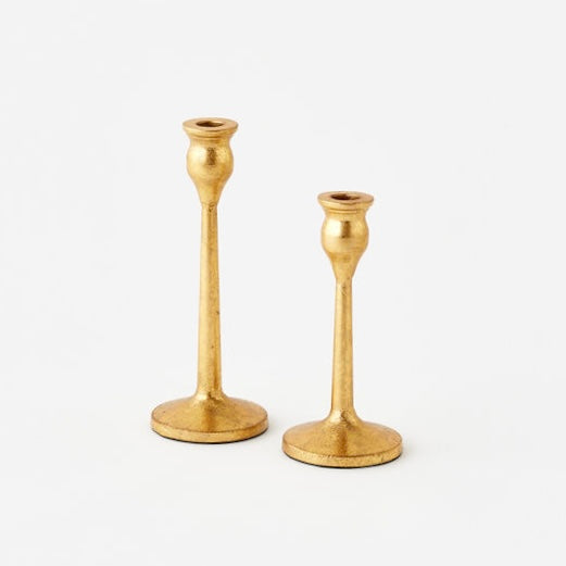 Gold Taper Candle Holders (Set of 2)