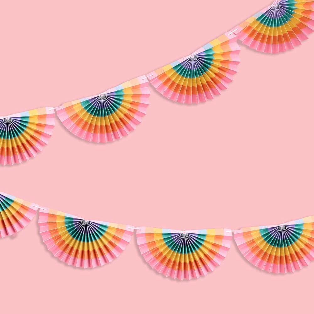 Pastel Rainbow 3D Fan Garland