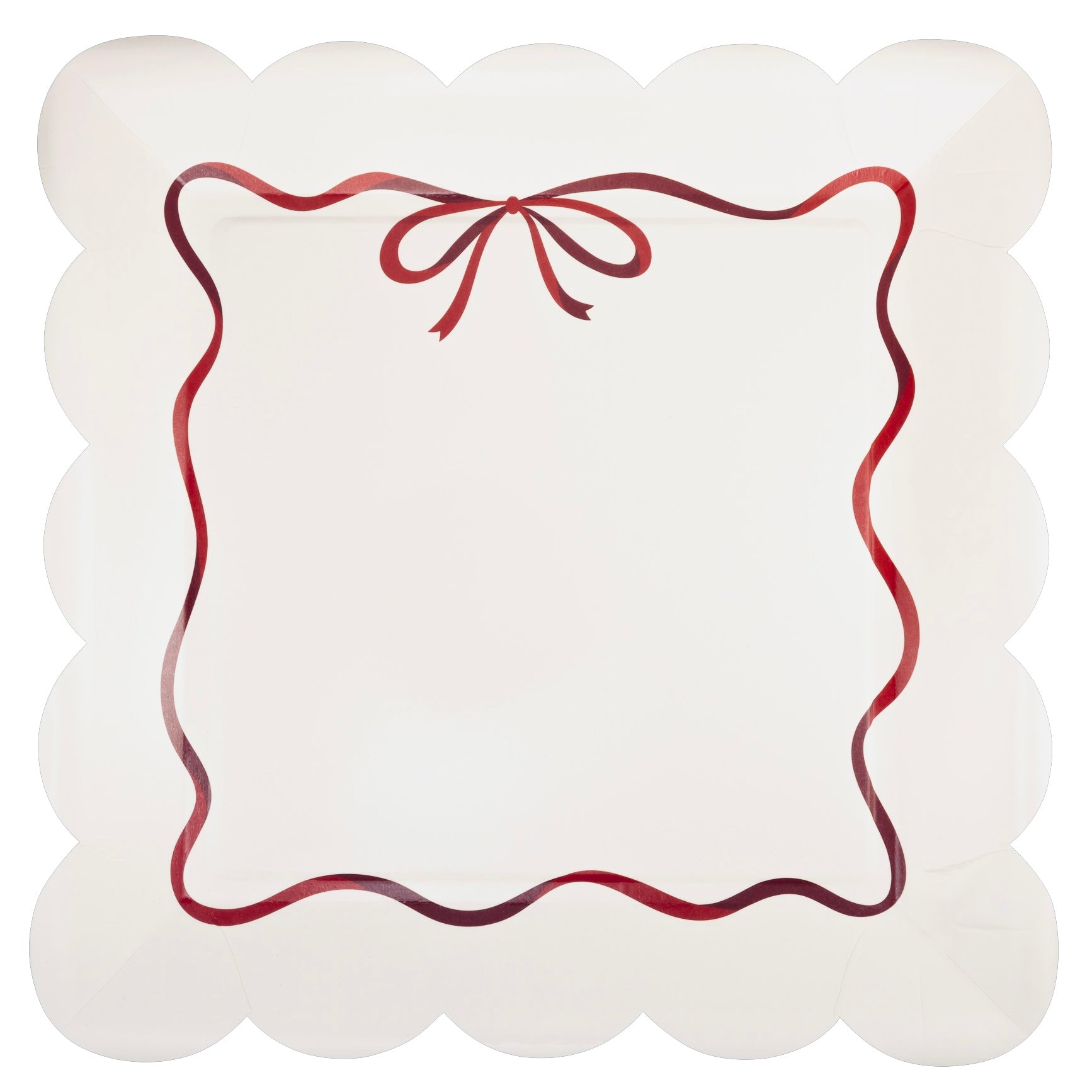 Red Bow Ribbon Border Plates 10"