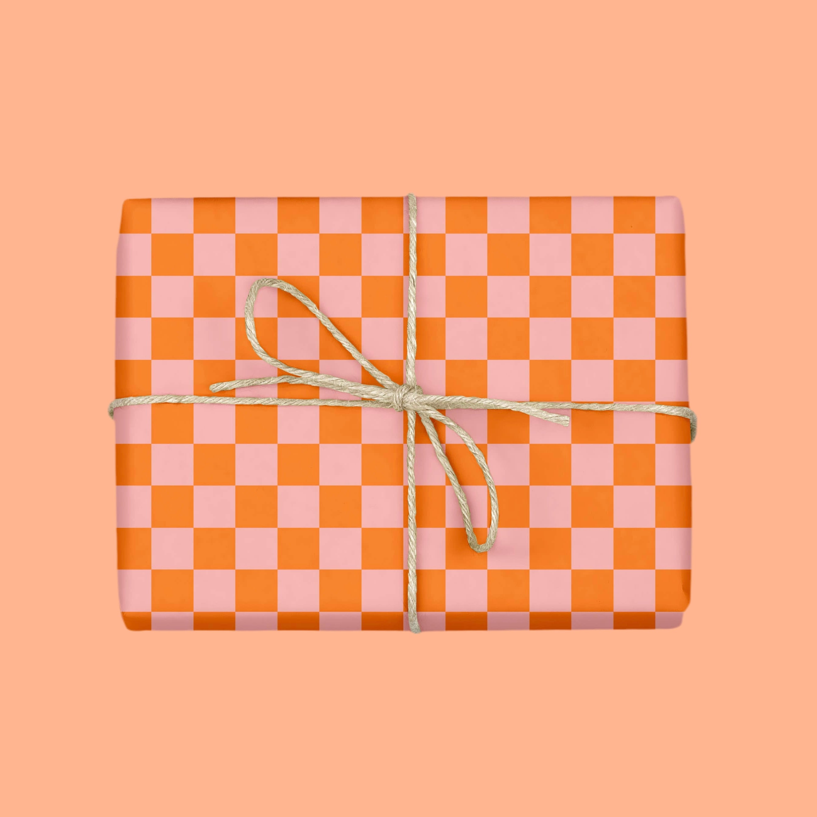 CORAL CHECKERBOARD Gift Wrap Sheets (Roll of 3)