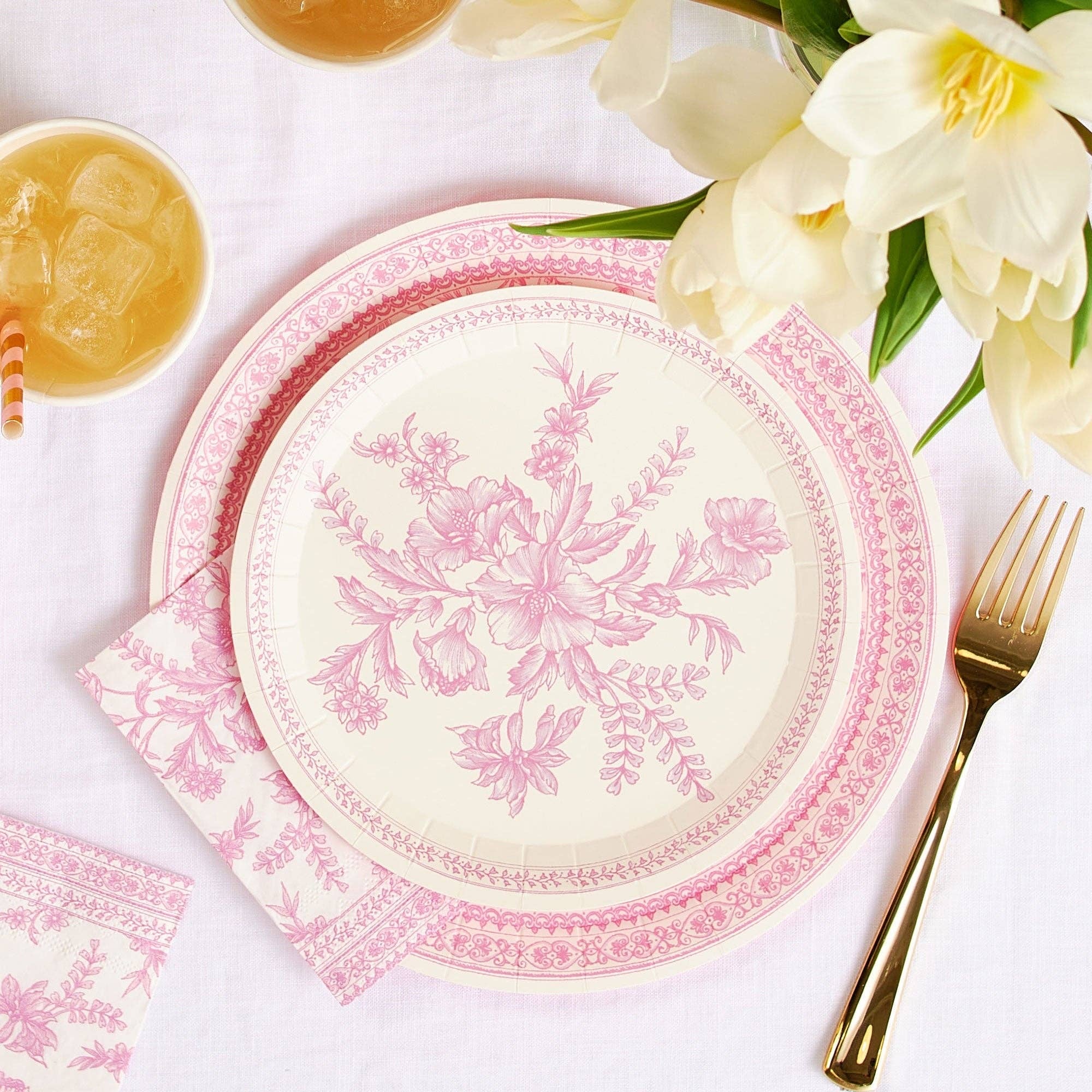 Pink Toile Small Plates 7.25"