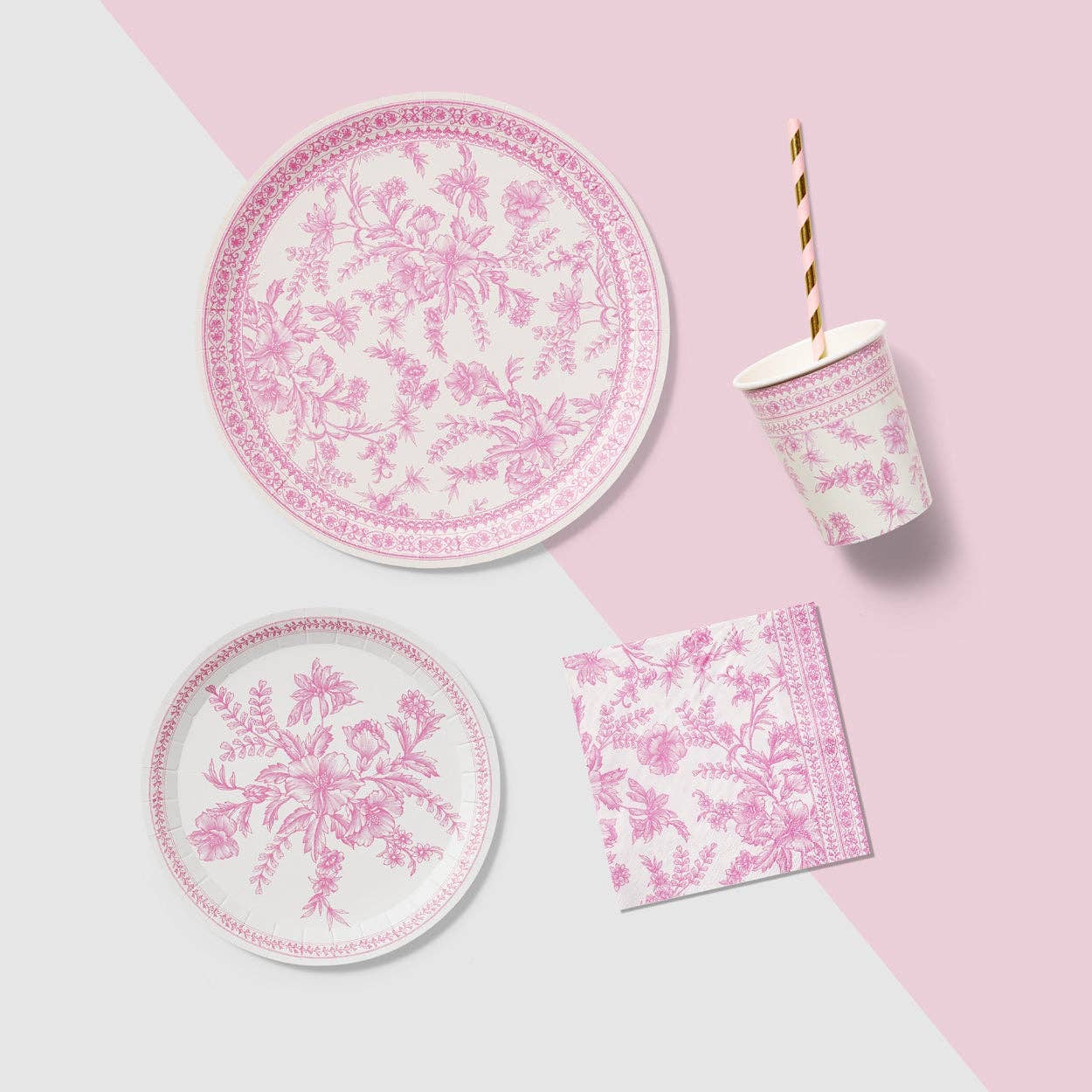 Pink Toile Small Plates 7.25"