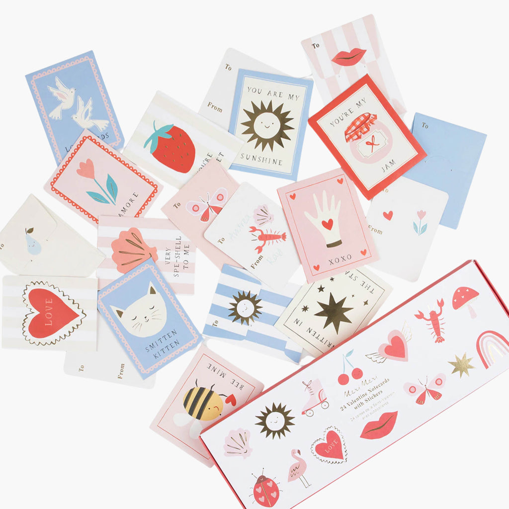 Meri Meri Party Icon Valentine Cards & Stickers Set (24ct)