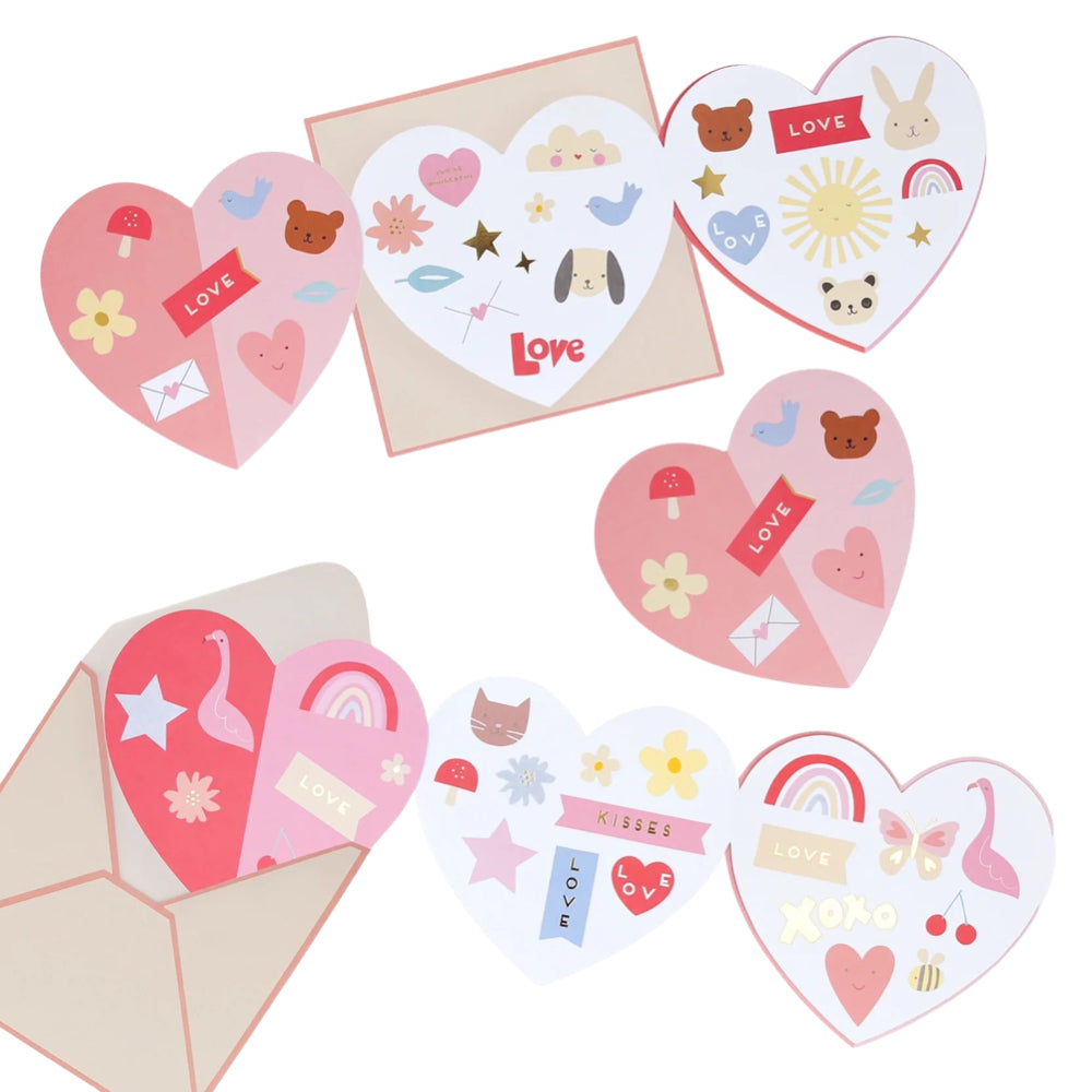 Meri Meri Heart Concertina Valentine Cards & Stickers (12ct)