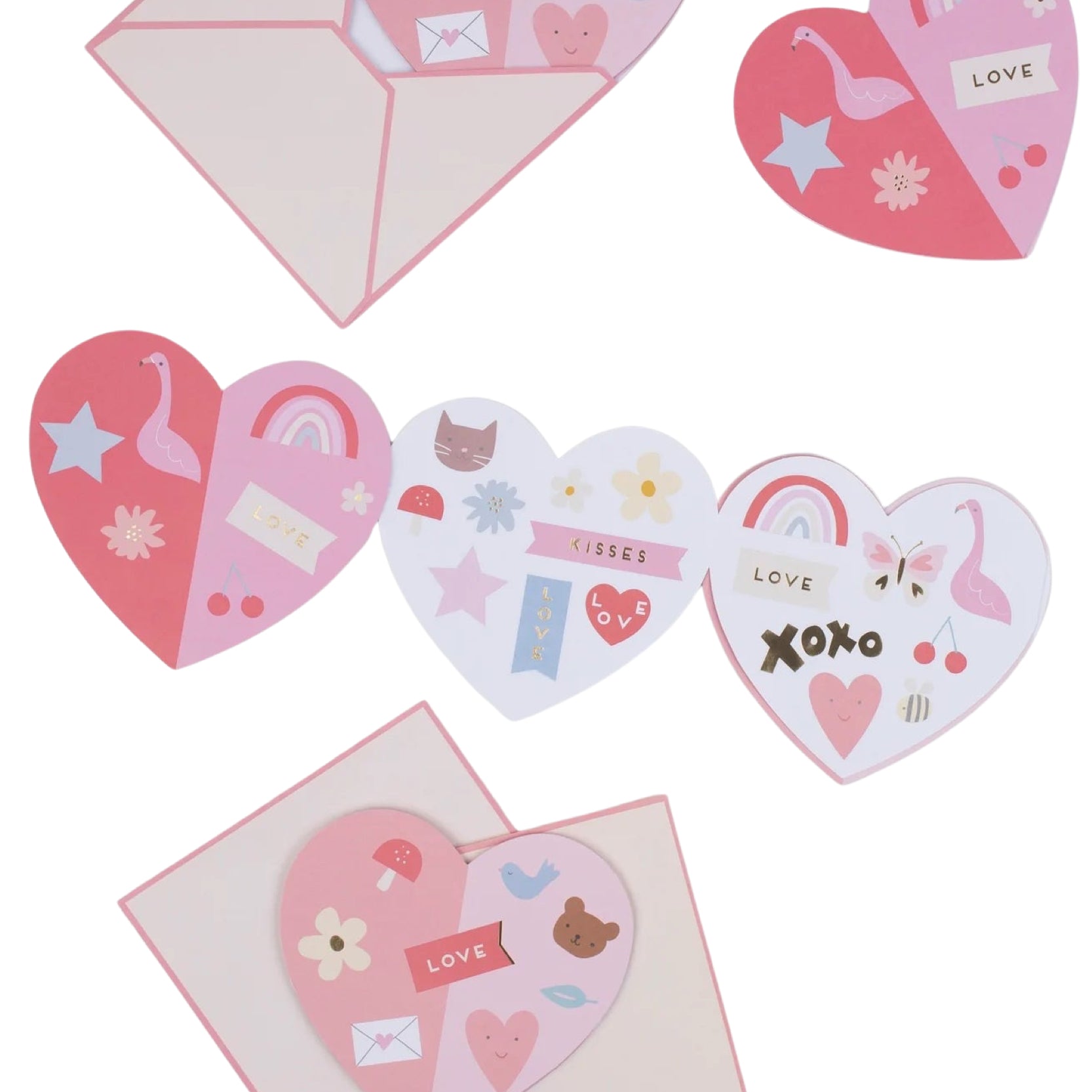 Meri Meri Heart Concertina Valentine Cards & Stickers (12ct)