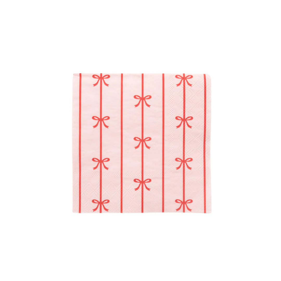 Petal Pink / Cherry Red Signature Bow Small Napkins