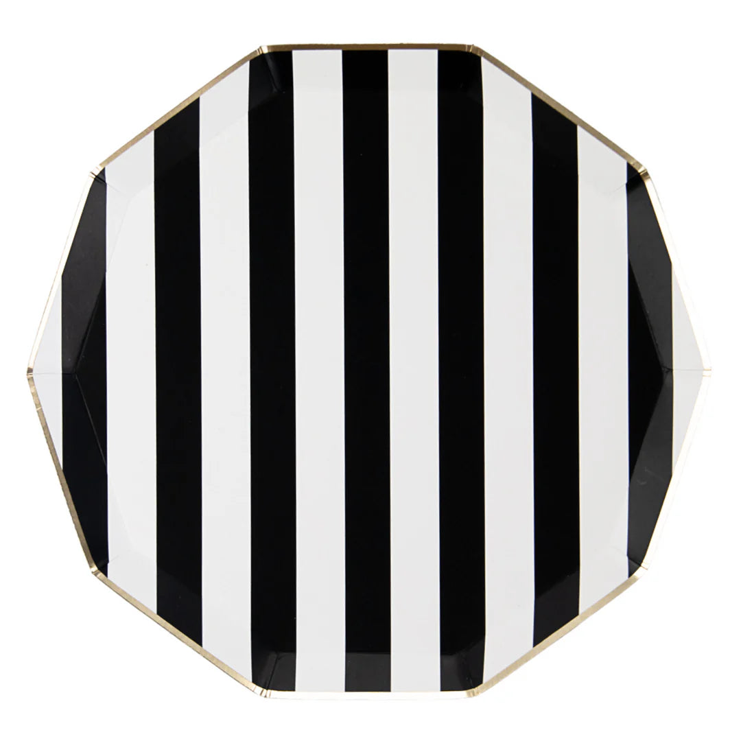 Black Noir Cabana Stripe Dinner Plates 10.75"