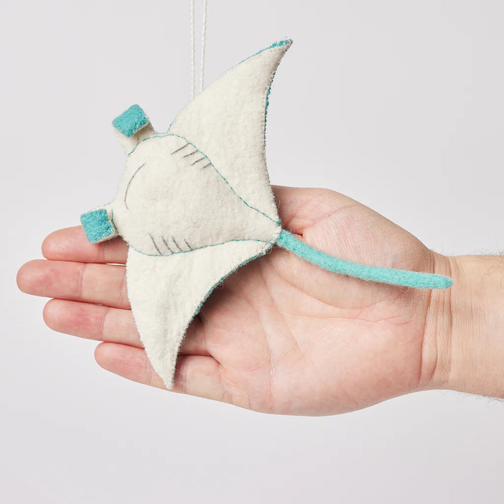 Aqua Wave Glider Manta Ray Felt Ornament 7.5"