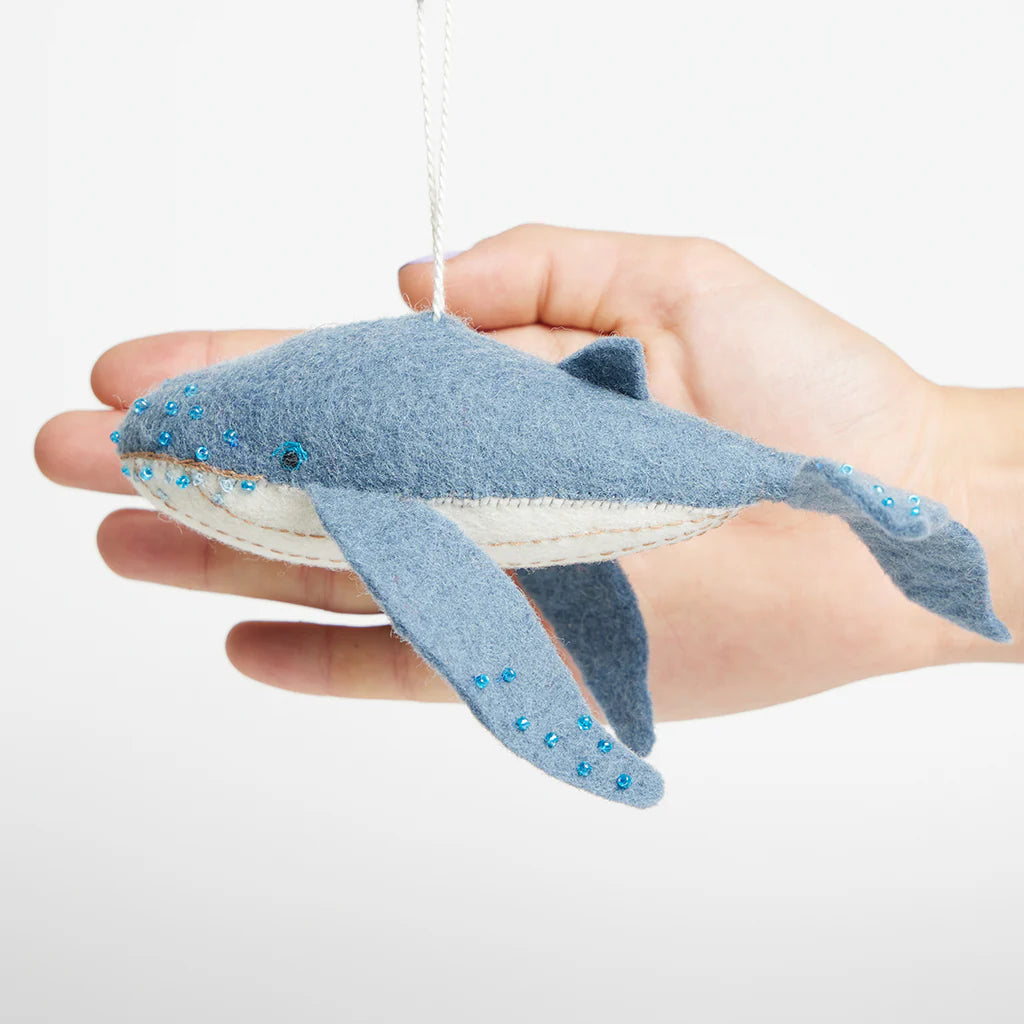 Happy Humpback Whale Felt Ornament 7"