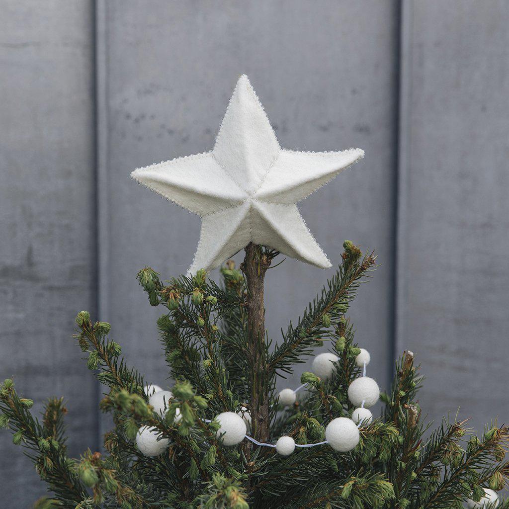 White Star Small Felt Tree Topper 7.5"