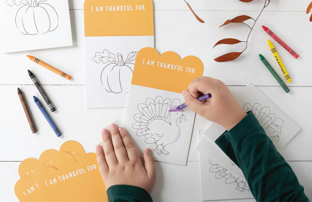 Thanksgiving "Thankful For" Placecards Coloring Kit