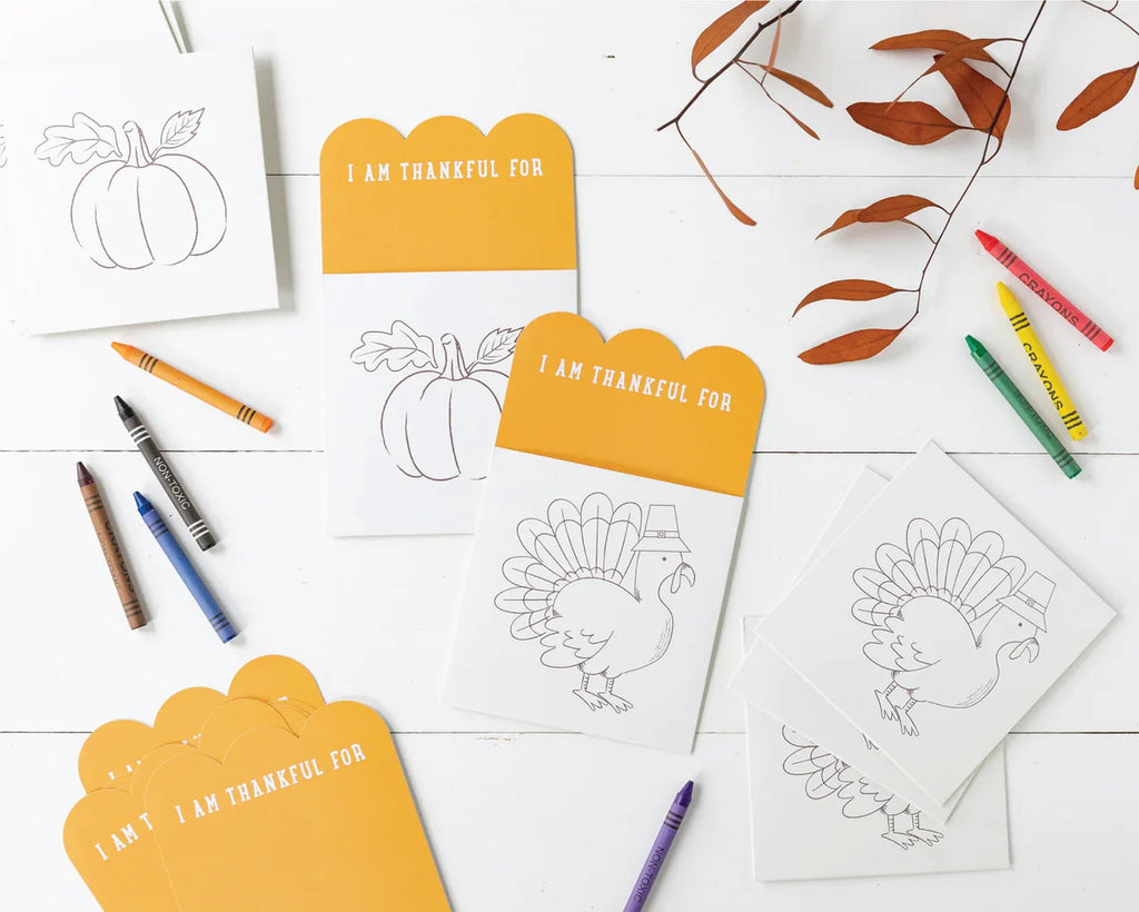 Thanksgiving "Thankful For" Placecards Coloring Kit