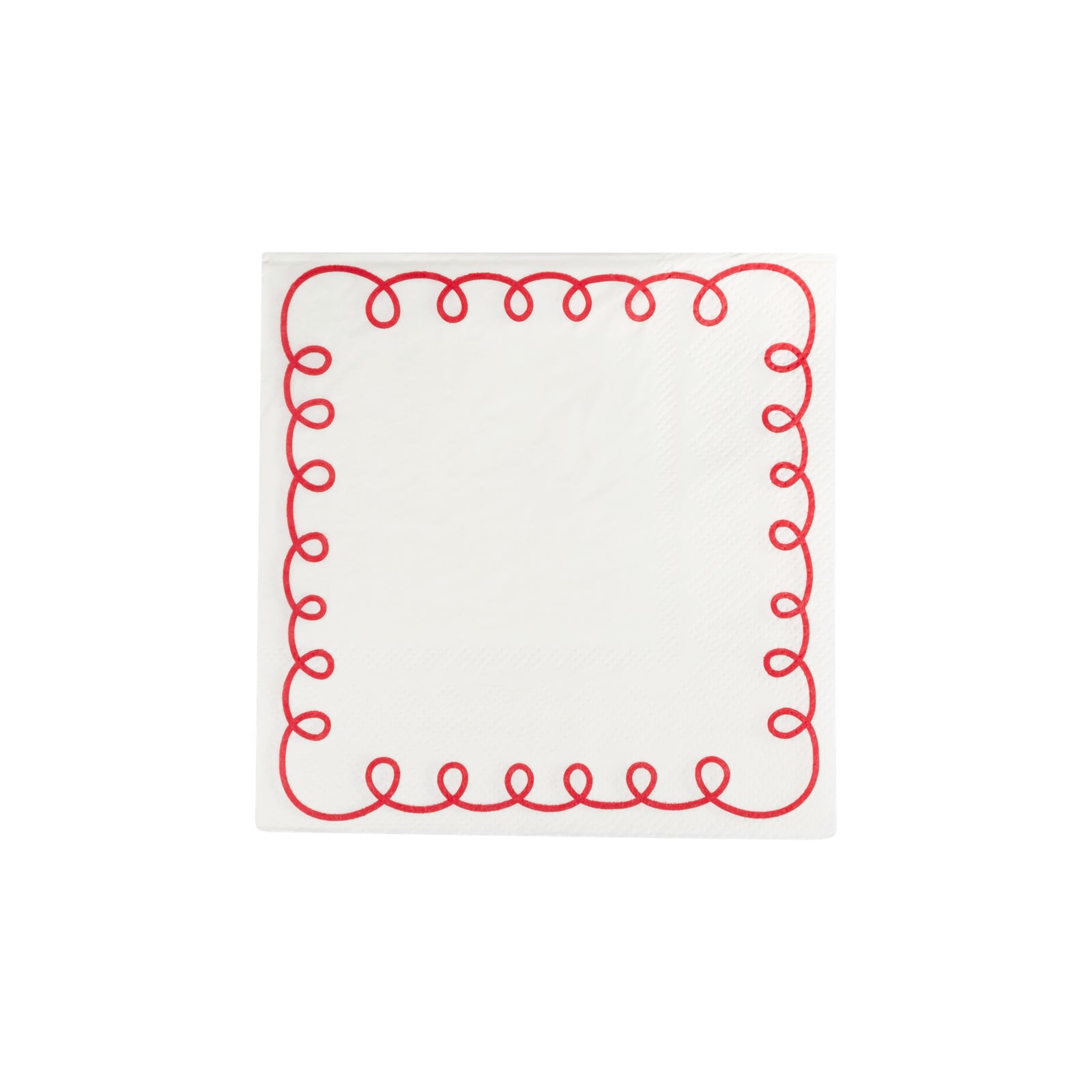 Red & Cream Squiggle Border Paper Cocktail Napkins