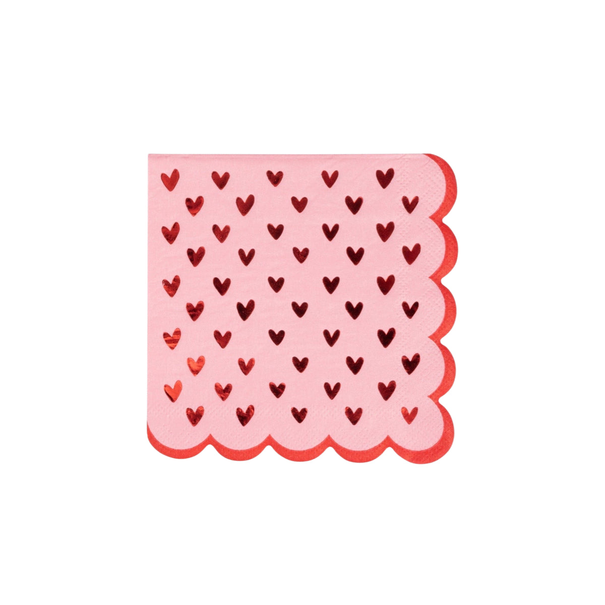 Pink & Red Scalloped Hearts Cocktail Napkins